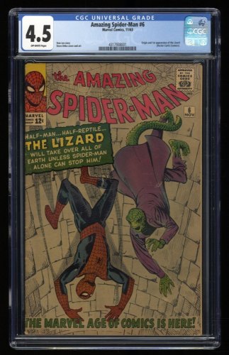 Cover Scan: Amazing Spider-Man #6 CGC VG+ 4.5 Off White 1st Full Appearance of Lizard! - Item ID #306269