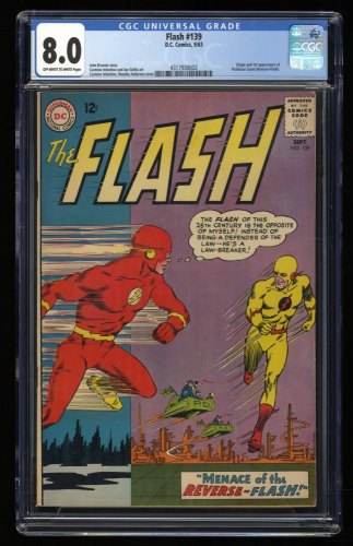 Cover Scan: Flash #139 CGC VF 8.0 1st Appearance and Origin Reverse Flash! - Item ID #306270