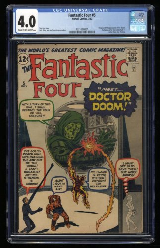 Cover Scan: Fantastic Four #5 CGC VG 4.0 1st Full Appearance of Doctor Doom! Mega Key! - Item ID #306635