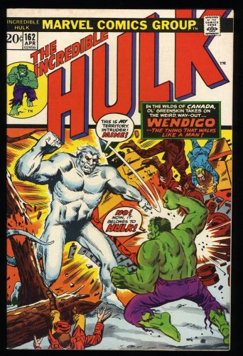 Cover Scan: Incredible Hulk #162 VF 8.0 1st Appearance of Wendigo! Trimpe/Trapani Cover - Item ID #308586