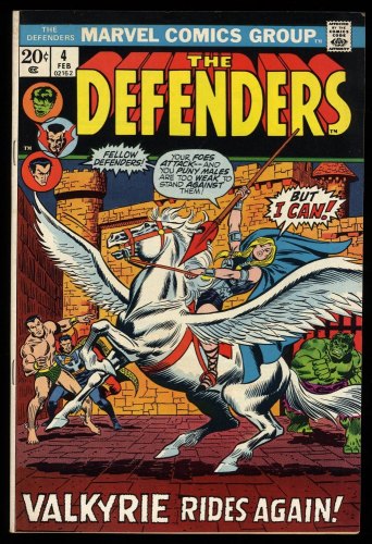 Cover Scan: Defenders #4 VF 8.0 1st Appearance Barbara Norris as Valkyrie! - Item ID #308595