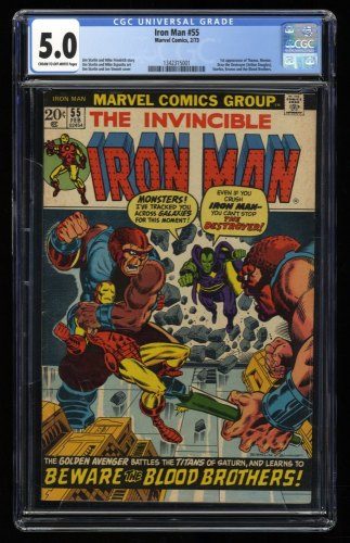 Cover Scan: Iron Man #55 CGC VG/FN 5.0 1st Appearance Thanos! Drax the Destroyer!  - Item ID #308685