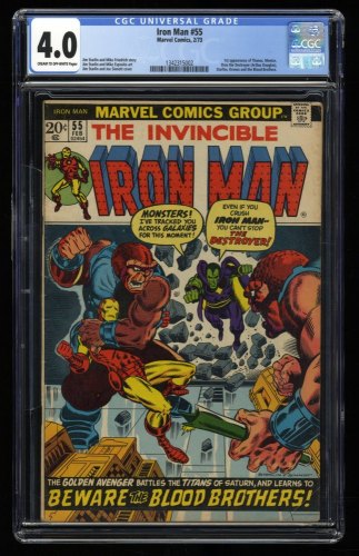 Cover Scan: Iron Man #55 CGC VG 4.0 1st Appearance Thanos! Drax the Destroyer!  - Item ID #308686