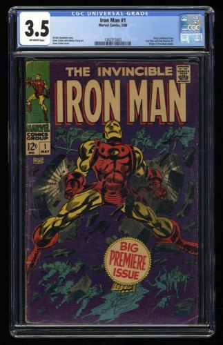 Cover Scan: Iron Man #1 CGC VG- 3.5 Origin Retold! Stan Lee Masterpiece! Esposito Cover - Item ID #308687