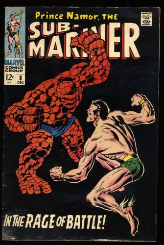 Cover Scan: Sub-Mariner #8 FN 6.0 Prince Namor Vs Thing! Classic Cover!  - Item ID #309219