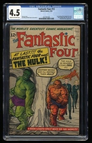 Cover Scan: Fantastic Four #12 CGC VG+ 4.5  1st Hulk vs Thing Battle! Jack Kirby Art! - Item ID #309926