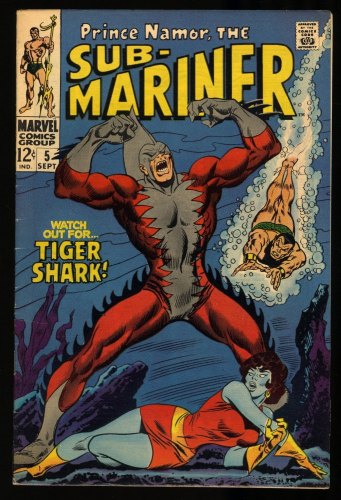 Cover Scan: Sub-Mariner #5 VF- 7.5 1st Appearance Tiger Shark! Roy Thomas! - Item ID #310847
