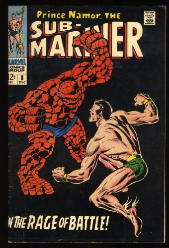 Cover Scan: Sub-Mariner #8 FN- 5.5 Prince Namor Vs Thing! Classic Cover!  - Item ID #313000