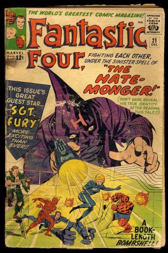 Cover Scan: Fantastic Four #21 FA/GD 1.5 1st Appearance Hate-Monger! Sgt. Fury! - Item ID #313025