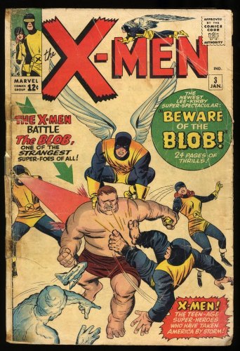 Cover Scan: X-Men #3 FA/GD 1.5 1st Appearance Blob Cyclops Angel! Jack Kirby Cover! - Item ID #313066