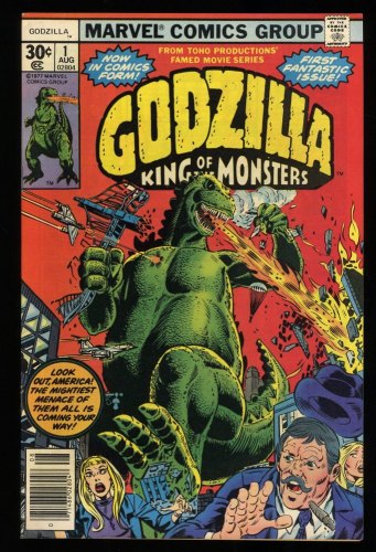 Cover Scan: Godzilla (1977) #1 NM 9.4 Nick Fury Jimmy Woo! Herb Trimpe Cover and Art! - Item ID #315601