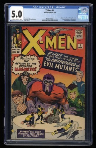 Cover Scan: X-Men #4 CGC VG/FN 5.0 1st Appearance Quicksilver Scarlet Witch!  - Item ID #315640