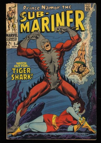 Cover Scan: Sub-Mariner #5 FN 6.0 1st Appearance Tiger Shark! Roy Thomas! - Item ID #316254