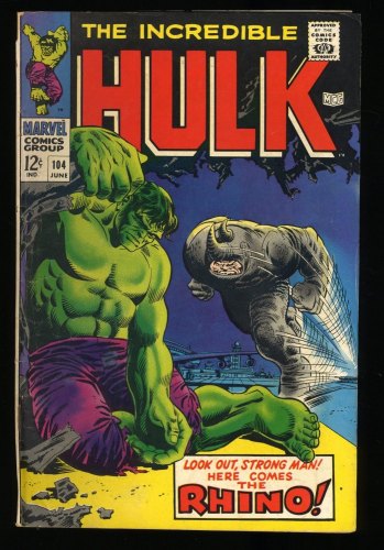 Cover Scan: Incredible Hulk #104 VG+ 4.5 Classic Battle! Incredible Hulk vs Rhino! - Item ID #316274