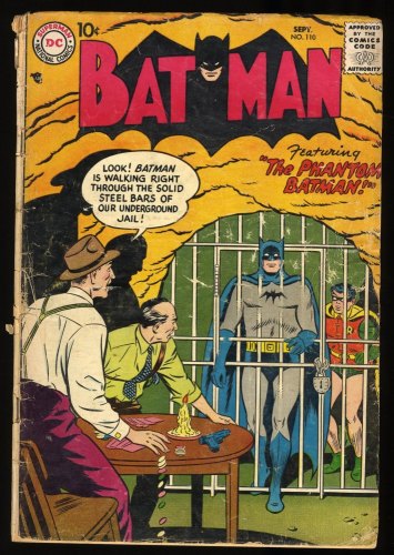 Cover Scan: Batman #110 GD- 1.8 The Phantom Batman! Joker Appearance! Swan/Kaye Cover! - Item ID #316823