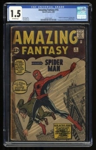 Cover Scan: Amazing Fantasy #15 CGC FA/GD 1.5 1st Appearance Spider-Man Kirby Cover! - Item ID #316824