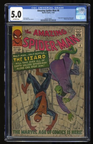 Cover Scan: Amazing Spider-Man #6 CGC VG/FN 5.0 Off White 1st Full Appearance of Lizard! - Item ID #317137