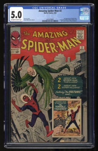 Cover Scan: Amazing Spider-Man (1963) #2 CGC VG/FN 5.0 1st Appearance Vulture! Ditko Cover! - Item ID #317684
