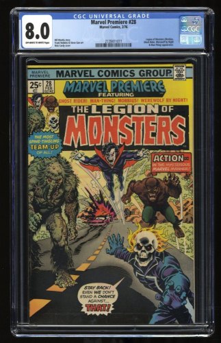 Cover Scan: Marvel Premiere #28 CGC VF 8.0 1st Legion of Monsters Ghost Rider Morbius! - Item ID #318007