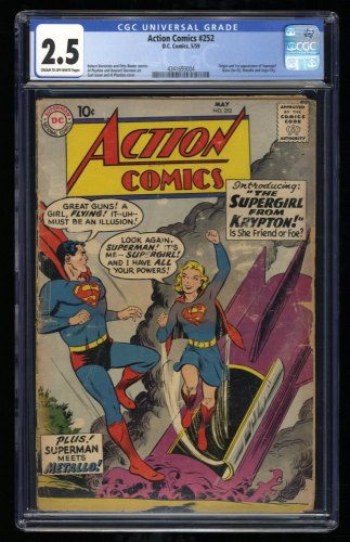 Cover Scan: Action Comics #252 CGC GD+ 2.5 Origin and 1st Appearance Supergirl! - Item ID #318069