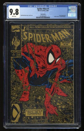 Cover Scan: Spider-Man (1990) #1 CGC NM/M 9.8 White Pages Gold Variant - Item ID #318152