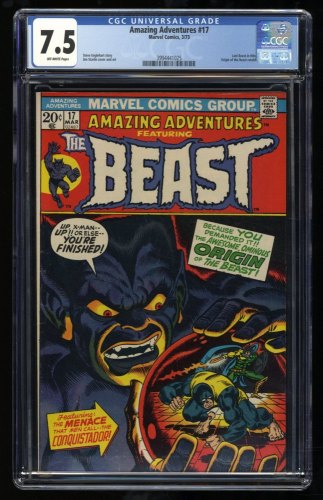 Cover Scan: Amazing Adventures #17 CGC VF- 7.5 Off White Origin of the Beast! Marvel 1973! - Item ID #318558