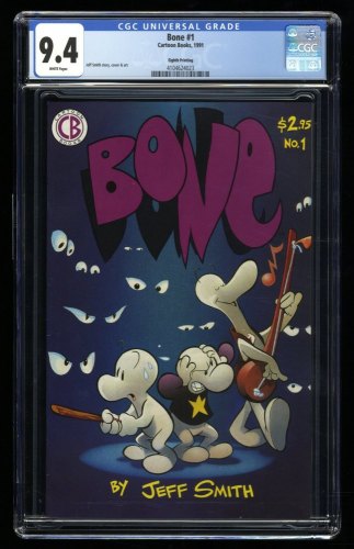Cover Scan: Bone #1 CGC NM 9.4 White Pages Jeff Smith Art! - Item ID #318961