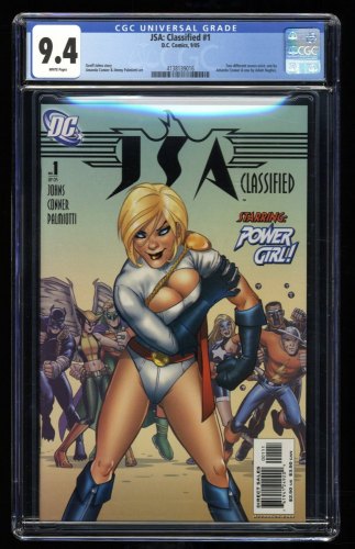 Cover Scan: JSA Classified #1 CGC NM 9.4 White Pages Origin of Powergirl! - Item ID #319079