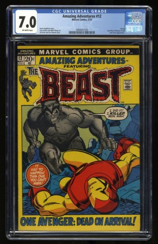 Cover Scan: Amazing Adventures #12 CGC FN/VF 7.0 Off White 2nd Furry Beast! Ironman! - Item ID #319324