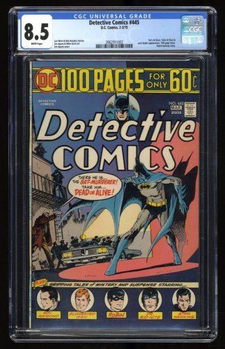 Cover Scan: Detective Comics #445 CGC VF+ 8.5 White Pages Batman Aparo Cover! Ra's Al Ghul! - Item ID #319424