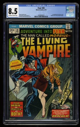 Cover Scan: Fear #20 CGC VF+ 8.5 Off White to White 1st Solo Morbius Appearance! - Item ID #319468