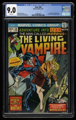 Cover Scan: Fear #20 CGC VF/NM 9.0 White Pages 1st Solo Morbius Appearance! - Item ID #319475