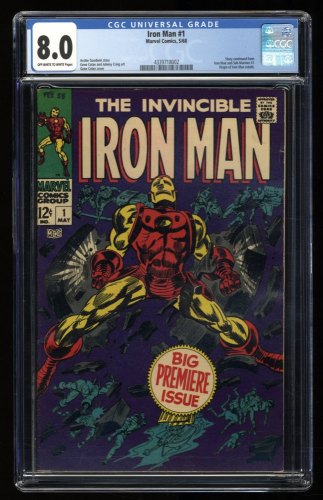 Cover Scan: Iron Man (1968) #1 CGC VF 8.0 Origin Retold! Stan Lee Masterpiece! - Item ID #319827