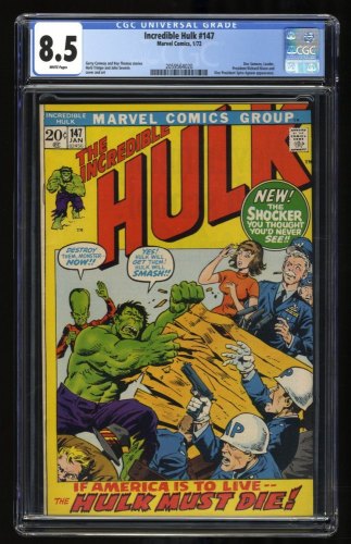 Cover Scan: Incredible Hulk #147 CGC VF+ 8.5 White Pages Doc Samson Appearance! - Item ID #319948