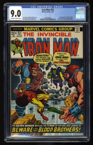 Cover Scan: Iron Man #55 CGC VF/NM 9.0 1st Appearance Thanos! Drax the Destroyer!  - Item ID #319973