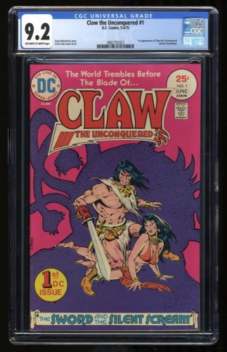 Cover Scan: Claw the Unconquered #1 CGC NM- 9.2 Off White to White - Item ID #319982