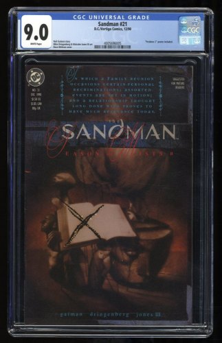 Cover Scan: Sandman #21 CGC VF/NM 9.0 White Pages Predator 2 Poster Included! 1st Delirium! - Item ID #319993