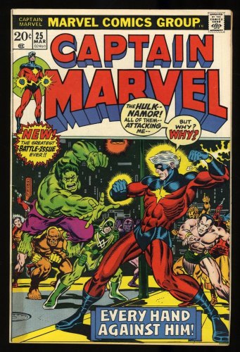 Cover Scan: Captain Marvel (1968) #25 FN+ 6.5 Thanos Cameo! Jim Starlin Cover! - Item ID #320241