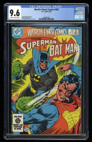 Cover Scan: World's Finest Comics #302 CGC NM+ 9.6 Off White to White Superman Batman! - Item ID #320393