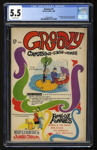 Cover Scan: Groovy #1 CGC FN- 5.5 Off White Mokees, Sonny and Cher, Ringo Starr! - Item ID #320480