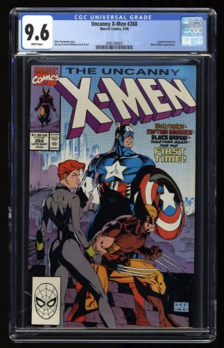 Cover Scan: Uncanny X-Men #268 CGC NM+ 9.6 Wolverine Black Widow Captain America Team Up! - Item ID #320532