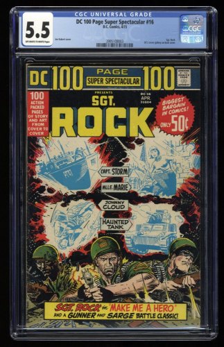 Cover Scan: DC 100-Page Super Spectacular #16 CGC FN- 5.5 Sgt. Rock Joe Kubert! - Item ID #320551