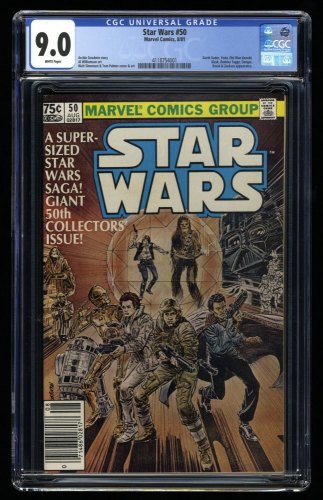 Cover Scan: Star Wars #50 CGC VF/NM 9.0 Newsstand Variant Darth Vader Obi-Wan Kenobi Yoda! - Item ID #320658