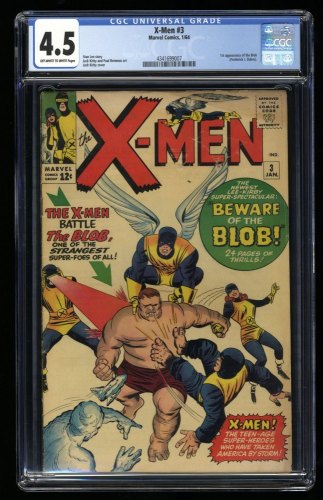 Cover Scan: X-Men #3 CGC VG+ 4.5 1st Appearance Blob Cyclops Angel! Jack Kirby Cover! - Item ID #320989