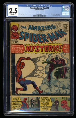 Cover Scan: Amazing Spider-Man #13 CGC GD+ 2.5 Off White 1st Appearance of Mysterio!!! - Item ID #320993