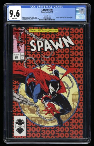 Cover Scan: Spawn #300 CGC NM+ 9.6 McFarlane Cover J Variant Spider-Man #300 Homage! - Item ID #321012