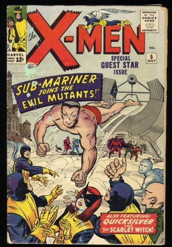 Cover Scan: X-Men #6 VG- 3.5 Namor! Scarlet Witch! Magneto! Jack Kirby Cover! - Item ID #322192