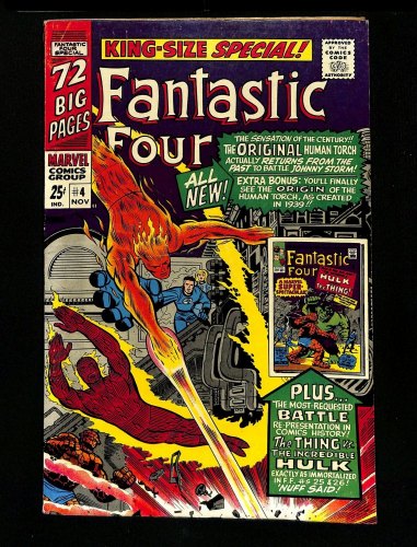 Cover Scan: Fantastic Four Annual #4 VF- 7.5 1st Silver Age App of GA Human Torch! - Item ID #325676