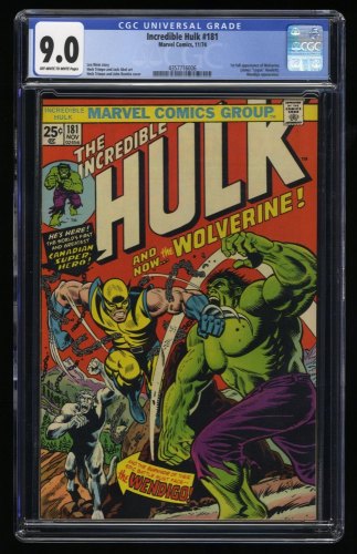 Cover Scan: Incredible Hulk #181 CGC VF/NM 9.0 1st Full Appearance Wolverine! - Item ID #327351