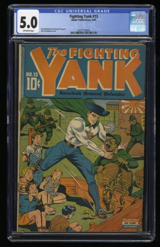 Cover Scan: Fighting Yank #13 CGC VG/FN 5.0 Off White Classic WWII! Alex Schomburg Cover!  - Item ID #327353